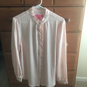 Work blouse Blush Pink Button down flowy top